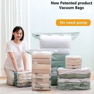GTRBFDS No Pump Vacuum Storage Bags Compression Design Extra Large Compression Bags Space Saving Design Closet Organizer Bags For Clothes