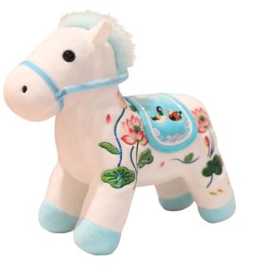GAOSU Mascot Dolls Plush Horse Keychain Creative Cute Stuffed Animal Keyring Funny Chinese Style Cartoon Steed Doll Year of Horse