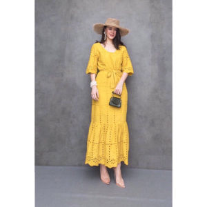 D10479 Mirror Eyelet Mermaid Hem Dress