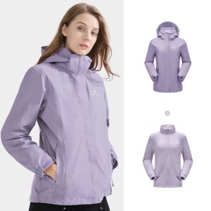 อูฐกลางแจ้งของผู้หญิงแจ็คเก็ตเดินป่ากันน้ำหญิง3-In-1ที่ถอดออกได้บวกเสื้อกำมะหยี่หนา
