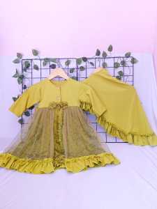 LIME SERIES! Dress Kids & Baby Perempuan / Gamis Anak set Hijab / Gamis Anak Perempuan