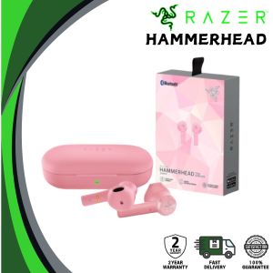 Razer Hammerhead True Wireless 5.0 TWS Bluetooth Gaming Earbuds with Noise Cancellation Smart Touch Control and IPX4 Water Resistance - New Pink