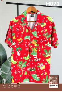 ต้อนรับเทศกาล Christmas รวมเสื้อฮาวายตรีมคริสมาสต์ ผ้าไหมอิตาลี หลายสี รอบอก 40-56นิ้ว