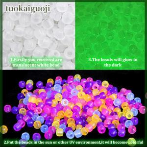 tuokaiguoji 100pcs Color Changing UV Beads Mixed Color Glow In The Dark Beads DIY Jewelry Making Bracelets Necklace