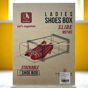 Boxbox Ladies Shoes Box Slide Stackable Kotak Sepatu Wanita Bening Transparan Box Box Bobox