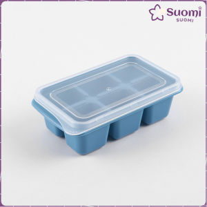 Suomi 6 Grids Ice Cube Mold with Lid Square Tray for Ice Cream Whiskey Cocktail Cold Drink Soft bottom