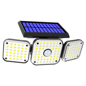 [Ueb Wholesale Mall]112 LED Motion Sensor Outdoor Lights IP65 Waterproof 3 Heads Flood Light 20W 6000-6500K for Yard Street Stadium House
