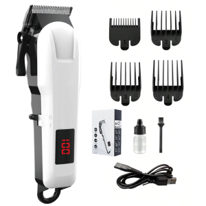 ปัตตาเลี่ยนไร้สาย ปรับระดับ แบตตาเลี่ยน อย่างดี ระดับช่างตัดผมมืออาชีพ Hair clipper มาพร้อมหวีรอง 4 ขนาด 36913 mm