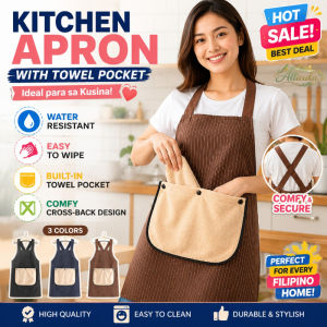 Waterproof Kitchen Apron With Hand Towel Oil Resistant Anti Stain Adjustable Neck Home Cooking Baking