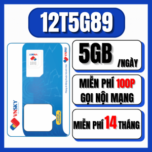 Sim 4G Mobifone VNSKY 12T5G89 - Data 5Gb/Ngày Data Tốc Độ Cao + Miễn Phí Gọi -Sim Mua 1 Lần Dùng Trọn Gói 14 Tháng Không Nạp Tiền . FREESHIP - CHƯA KÍCH HOẠT.