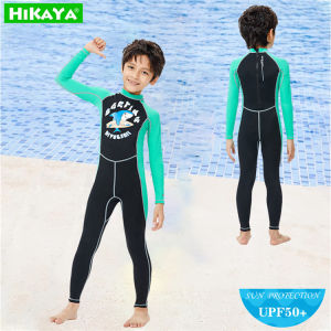 HIKAYA ชุดว่ายน้ำเด็กชายแขนยาวเด็ก Rash Guard UPF 50 +ชุดว่ายน้ำป้องกันแสงแดดสำหรับเด็กผู้ชายแห้งเร็วชุดว่ายน้ำชิ้นเดียวสำหรับเด็กว่ายน้ำดำน้ำดูปะการังท่อง