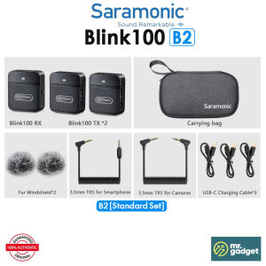Saramonic Blink100 B2 ไมโครโฟนไร้สาย เสียงคมชัด ขนาดเล็กกระทัดรัด ไมค์ไลฟ์สด Wireless Microphone 2.4GHz