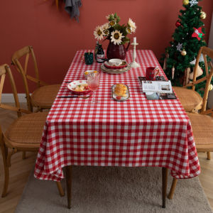 Red Green Plaid Table Cloth Cotton Christmas Party Rectangle Tablecloth Dining Table Cover For Picnic BBQ Home Decor Mantel Mesa2026