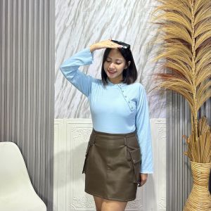 DX FASHION - ERICA TOP BLOUSE KANCING / ATASAN LENGAN PANJANG BBUTTON -PN