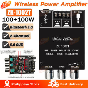 ZK-1002T 2*50W Bluetooth 5.0 Subwoofer Amplifier Board 2.0 Channel High Power Audio Stereo Amplifier Board AUX Bass Treble Amplifier