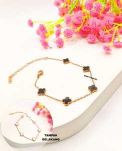 GELANG TANGAN BUNGA HITAM PUTIH GRIGI BOLAK BALIK ANTI LUNTUR & ANTI KARAT (COD)