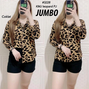 kemeja leopard jumbo ld 125 wanita lengan panjang kekinian 2025 bisa bayar ditempat