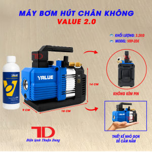 Máy hút chân không VALUE VRP-2DE 2.0CFM 2 cấp van điện từ động cơ không chổi than điện lạnh