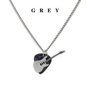 Hip-hop Guitar Pick Necklace Zinc Alloy Guitar Pendant Electric Guitars Clavicle Chain Couple Gifts