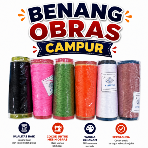 Benang Obras Polyester 6 Pcs Warna Random