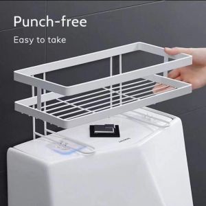 Wall Mounted Over The Toilet Storage Rack No Drill Needed Rustproof Metal Bathroom Shelf Organizer
