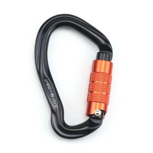 MUQZI 23KN Safety Auto Lock Buckle 7075 Aviation Aluminum Pear-shaped Professional Carabiner Backpack Cord Buckle Electrophoresis Outdoor Sports Buckle Rappelling