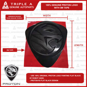 PW944886 Proton Iriz Preve Suprima S Front Grille 3D Flat Black Emblem Logo Mark Top XL with 3M Tape