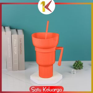 SK-C1114 Stadium Tumblr Cup dengan Wadah Makanan 2IN1 Snack Mug With Drink Cup Gelas Plastik Travel