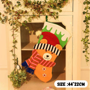 Holiday Christmas Hanging Decoration Cute Santa Claus Reindeer Snowman Design Stocking Sock Christmas Tree Gift Bag
