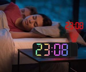 JD-8013 Jam Digital Proyektor Rainbow Jam Meja LED Smart Alarm Fitur Snooze Ada Suhu & Kalender