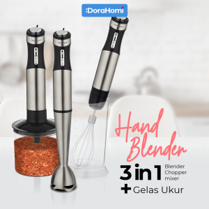 DORAHOMI Hand Blender Tangan Chopper Mixer 3 in 1 Stainless Steel