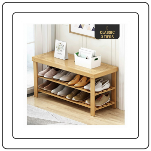 【JJ HOME】Carved Bamboo Shoe Rack Bench / Storage Rack / Seat Wearing Taking off Shoes Strong Organizer