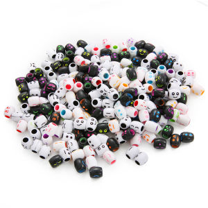 30pcs/Bag 10x11mm Smiley Beads Big Hole Oval Acrylic Spacer Beads For Jewelry Making DIY Handmade Charm Bracelet Necklace