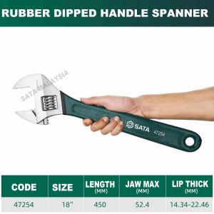 SATA 18" Rubber Dipped Spanner Rubber Handle High Quality Spanner Anti-Slip Wrench Spana Berkualiti