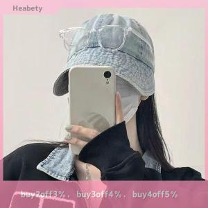 Heabety Foldable Wide Brim Denim Hat Women Adjustable Outdoor Beach Bucket Hat Summer Sun Protection Visors Fisherman Cap Panama Caps
