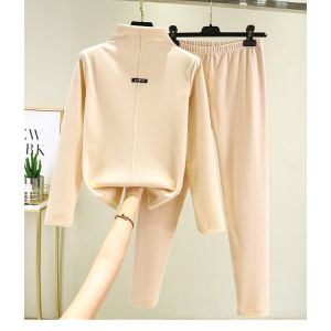 German Velvet Seamless Self-Heating Warm Suit Women Autumn Winter Fleece Lining Thickened Graphene Polyester Fiber Antibacterial Comfortable Skin-Friendly Autumn