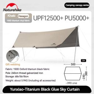 Flysheet Set Tiang 500x380cm Tarp Naturehike C2350WS010 Glamping Waterproof Canopy Atap Tenda Camping Piknik Dengan Tiang 4x3M Flyshet Kemah Outdoor
