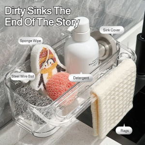 🌟Vacuum Adsorption Large Capacity Sink Storage Rack Multifunctional Multi-layer Storage Rack Without Drilling Holes Moisture-proof Mildew-proof Kitchen Rack