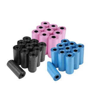 Dog Poop Bag 15pcs/roll 22x33cm Blue Black Pink Dog Poop Bag Dispenser Easy Cleanup and Hygienic Pet Waste Management