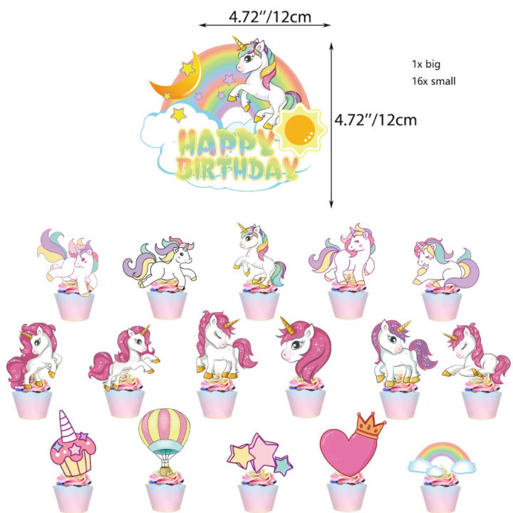 [READY STOCK] Unicorn Party Cupcake Cake Topper Cake Decorations ...