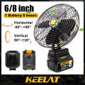 KEELAT 6/10 inch Portable Fan High Power Outdoor Desktop Cooling Fans Adjustable Cordless Fan Outdoor Camping Fan Tent Fan Rechargeable Desk Fan Rechargeable Battery Fan Cordless Fan KLF001. 