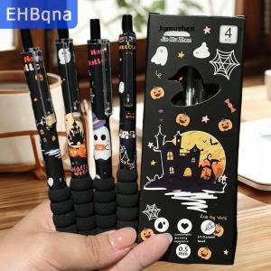 [COD] EHBqna SPORTS ปากกาเจลธีมฮาโลวีน4ชิ้น เซ็ตปากกาลูกลื่นแบบกด0.5มม. อุปกรณ์เครื่องเขียนสำหรับนักเรียนของขวัญวันหยุด