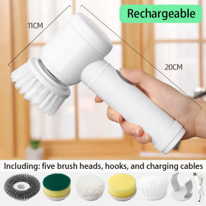 Electric Cleaning Brush Cordless Power Spin Scrubber for Kitchen Bathroom Toilet 5 Brush Heads