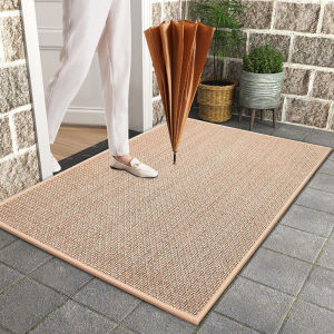 AOVOC Door Mat Entrance Linen Woven Floor Mat Stain Resistant and Durablea Outdoor Mat Household Anti-Skid Foot Pad Hotel Gate Carpet