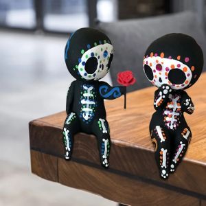 xpkQ Sugar Skull Couple Figurine Halloween Decoration Family Couple Desktop Oranments Home Decor Fairy Garden Home Accessories 4P7H5