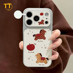 Tri-Town Luxury Lychee Leather Case For iPhone 17 16 15 11 12 13 14 Pro Max Hard Back Cover Skin Feel Casing with Phone Strap #EV24