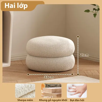 BMZAR Ghế đôn tròn 2/3/4 tầng chất lông cừu ghế Ghế Đôn Gác Chân chất liệu bọc vải nỉ lông cừu mềm mịn êm ái