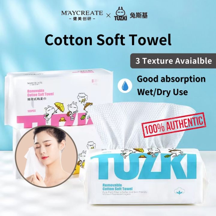 [ready Stock] Maycreate Premium Soft Facial Cotton Tissue Disposable Cotton Facial Towel Tissue