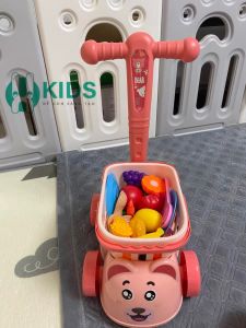 Đồ chơi xe đẩy siêu thị kèm sẵn giỏ hàng có sẵn bộ cắt hoa quả nấu ăn cho bé thỏa thích vui chơi khám phá siêu thú vị