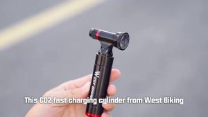 2026 WEST BIKING CO2 Air Pump With Barometer Portable MTB Road Bike Tire Inflator Quick Pumping Schrader Presta Adapter Bicycle Pump